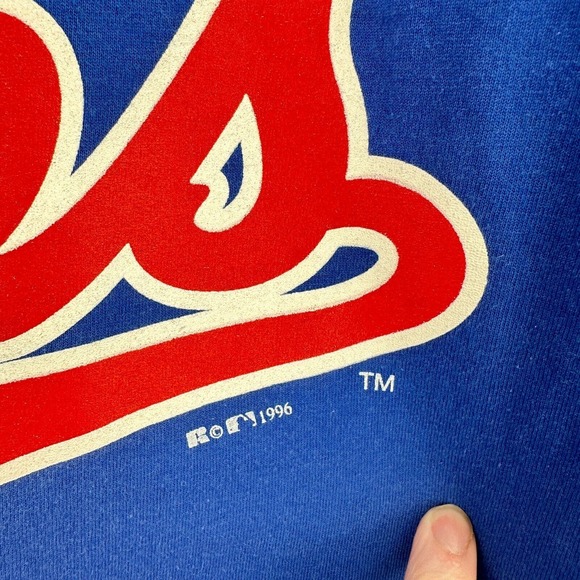 Vintage Russell Athletic Henley Shirt Mens L Blue Red‎ Cubs MLB Baseball USA - Picture 4 of 9